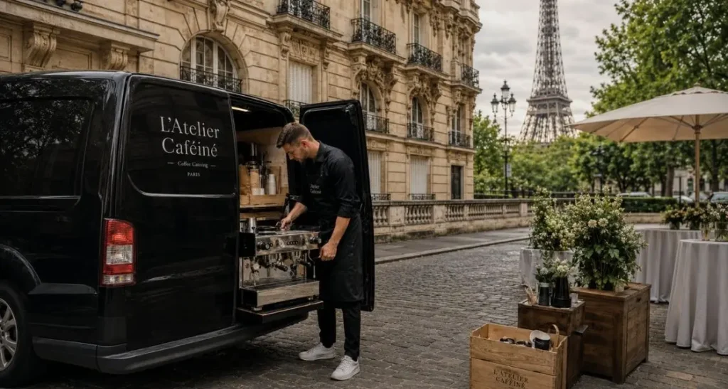 Installation d'une machine à café professionnelle pour un événement à Paris — L'Atelier Caféiné